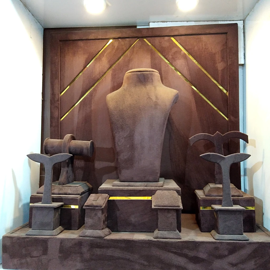 all premium brown velvet display set box 