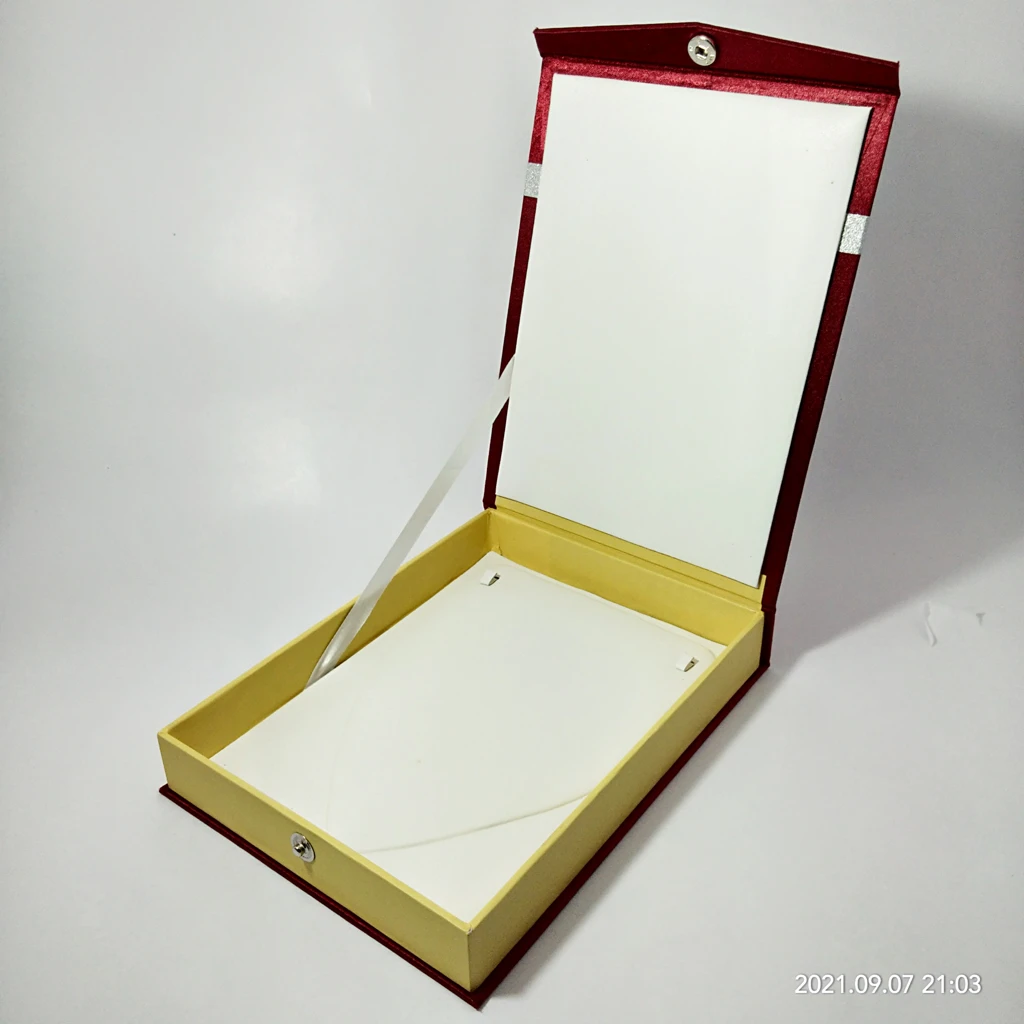 jewelry box maroon satin strip necklace