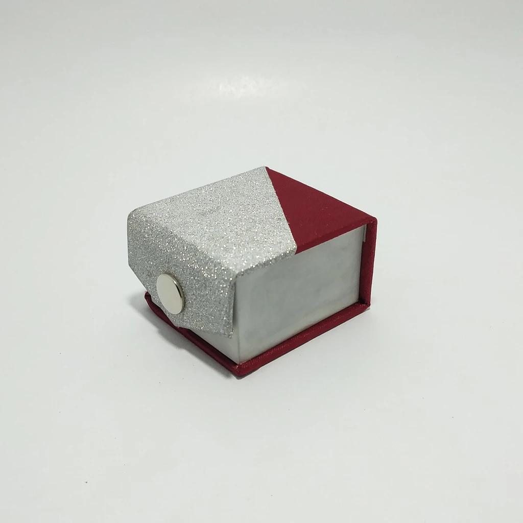 bi color paper red silver ring box 