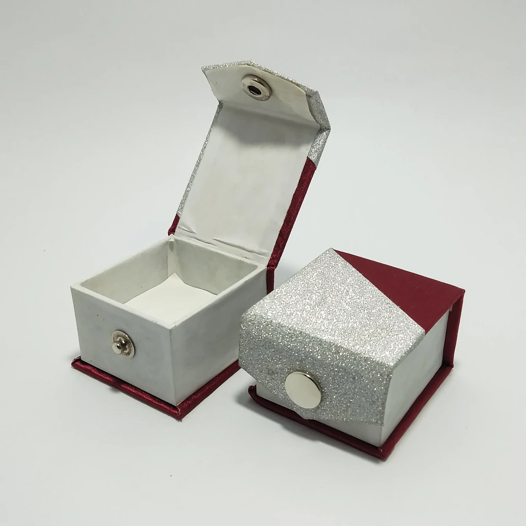 jewelry box bi color paper red silver ring