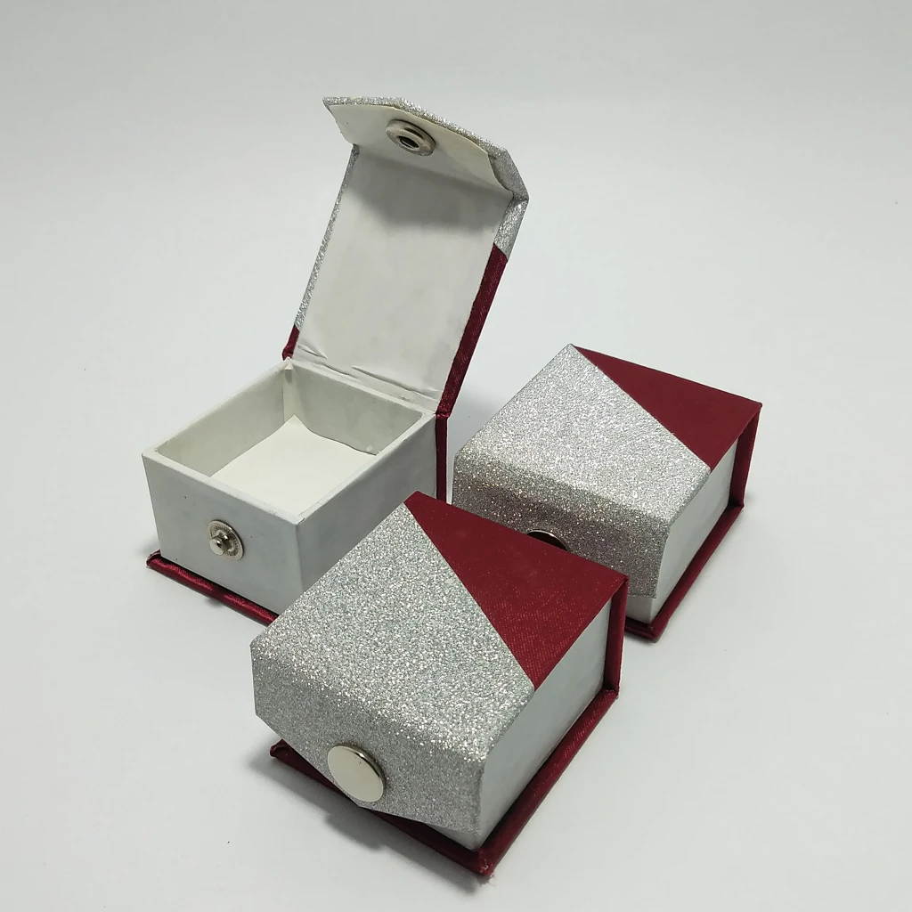 jewellery box bi color paper red silver ring